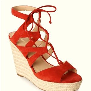 Wedge lace up suede sandals